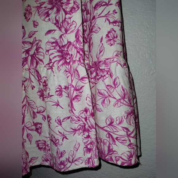 LONDON TIMES Pink and Cream Print Dress sz 10 Linen Blend - Picture 7 of 17